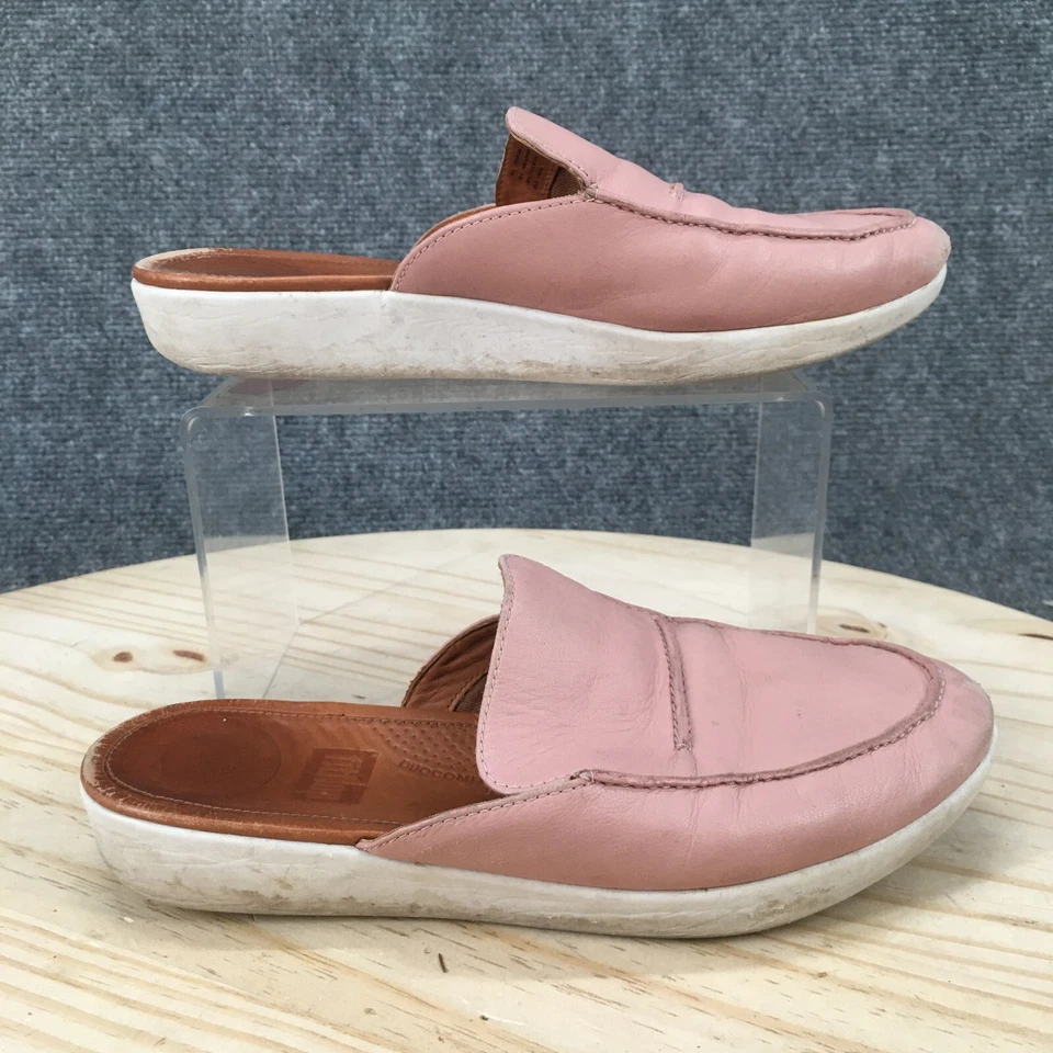 FitFlop Shoes Womens 6 Serene Mules Slip On Flats Comfort Pink Faux Leather - Image 1 of 4