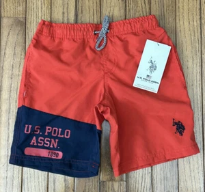 New U.S. Polo Assn. Boys Red Swim Shorts Trunks Pockets Sz 6-7 SMALL (U10) - Picture 1 of 4
