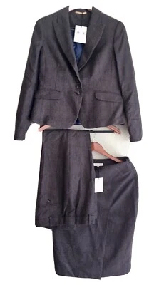 Nuevo con etiquetas Conjunto de 3 piezas de lana Austin Reed para mujer chaqueta a cuadros marrón 14 pantalones y falda 12 Foto 1 de 4