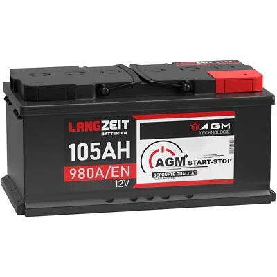 Autobatterie AGM 12V 105Ah Langzeit Start-Stop Automatik VRLA Batterie 110Ah - Bild 1 von 4