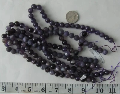 4 Strands Gemstone Bead Lot 10mm Round Amethyst Faceted Matte Destash 1 - Image 1 of 4