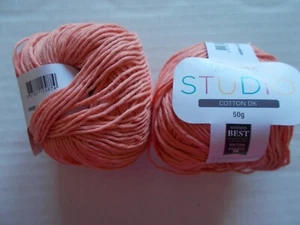 Deramores Studio Cotton DK yarn, Shrimp (peachy), lot of 2 (115 yds ea) - Picture 1 of 2