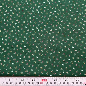 Vintage Peter Pan Stoffe Blumen auf grünem Baumwollstoff Meterware - Bild 1 von 2