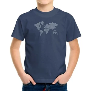 Toddler Kids Boy Girl Tee T-Shirt Dot map Printed Shirt Gift Dotted world map - Picture 1 of 17