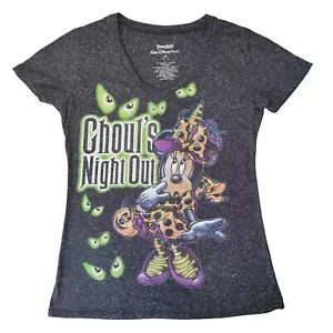 Disney Minnie Mouse "Ghouls Night Out" Gray Women's Large T-Shirt Halloween - Picture 1 of 5