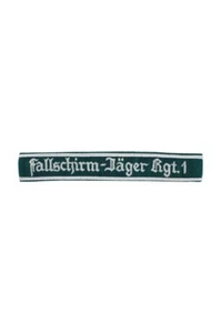WWII Luftwaffe Fallschirmjäger Rgt.1 NCO dark green backing cuff title - Imagen 1 de 1