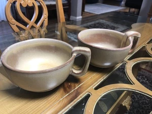 Vintage Frankoma Plainsman Gold 45C Handled Soup or Coffee Mugs - Picture 1 of 9