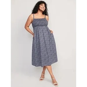 NWT Gap Fit & Flare Cotton-Poplin Smocked Midi Dress Ditsy Floral Sun Dress XL - Picture 1 of 15