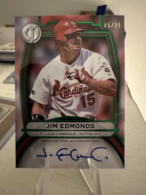 Topps Tribute Jim Edmonds 2025 #TA-JE Green Auto/99 Cardinals Foto 1 de 2