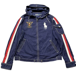 Polo Ralph Lauren uomo giacca zip media squadra canottaggio blu navy grande pony con cappuccio - Foto 1 di 19