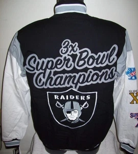 OAKLAND RAIDERS 3 Time Super Bowl CHAMPIONSHIP Jacket Sewn Logos size Large - Bild 1 von 18
