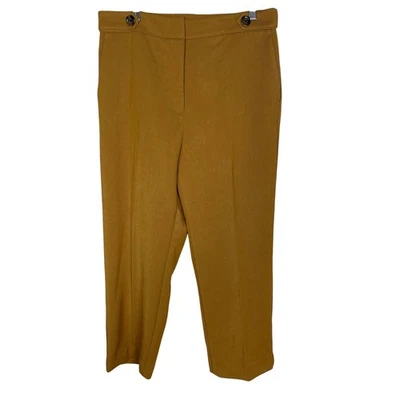 New Ann Taylor 12P Mustard Brown High Rise Textured Wide Leg Trouser Pants Work - Image 1 of 4