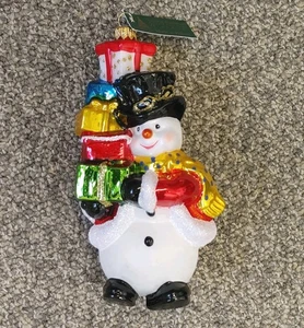 Europäischer Schneemann aus mundgeblasenem Glas Weihnachtsschmuck 7 Zoll Hergestellt in Polen - Bild 1 von 12