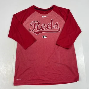 Cincinnati Reds Baseball Shirt Mens Large Nike Dri Fit Half Sleeve Center Swoosh - Picture 1 of 12