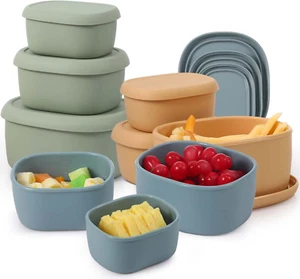 Collapsible Silicone Food Storage Containers - 9 Pcs BPA Free Set - Picture 1 of 12