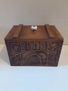 ANTICO CAFFÈ VINTAGE INTAGLIATO A MANO SCATOLA IN LEGNO PIENA DI RICETTE - Foto 1 di 3
