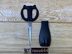Kai DH2721 Nyammy Kitchen Scissors Black Cat Design Stainless Case with magnet - Picture 1 of 24