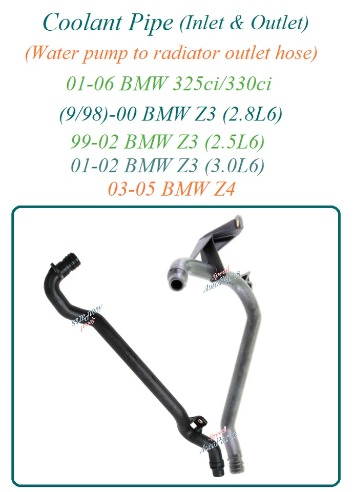 Tubo de entrada de refrigerante, salida, tubo de agua, tubo de calefacción, ajuste 99-02 BMW Z3 03-05 Z4 Foto 1 de 1