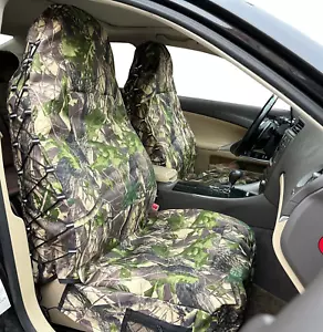 For Chevy Silverado 4500 5500 6500 Car Front Seat Covers Green Camo Canvas 2PCS - Picture 1 of 10