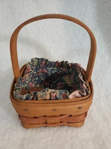 LONGABERGER SMALL BERRY BASKET BLUE FABRIC LINER Signed SKL 1991 HAND-WOVEN - Picture 1 of 9