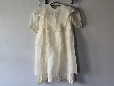 Antiguo Vestido Eduardiano Infantil Transparente Superposición Manga Abullonada Gauzy con Ribete de Encaje Foto 1 de 4