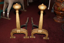 Antique Howes Boston Arts & Crafts Andirons 1921 Mission Andirons Pair