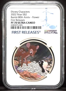 2022 NIUE $2 1oz Disney Characters Bambi 80th Anniversary Flower NGC PF70 UC - Picture 1 of 3