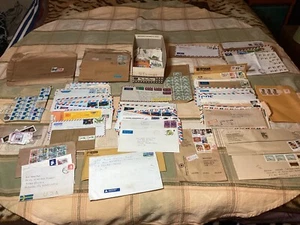 Large Collection of Vintage Foreign & Domestic Covers With Stamps 2.5 lbs - Picture 1 of 12