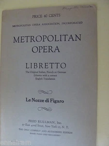 Libreto de ópera Las bodas de Fígaro Las bodas de Fígaro Mozart italiano/inglés - Imagen 1 de 1