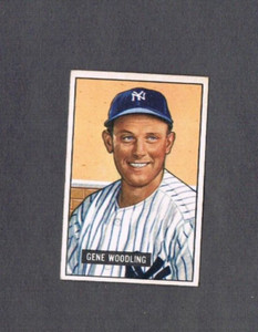 1951 BOWMAN GENE WOODLING RC CARD #219  EX-EXNM  DINGED CORNERS NEW YORK YANKEES