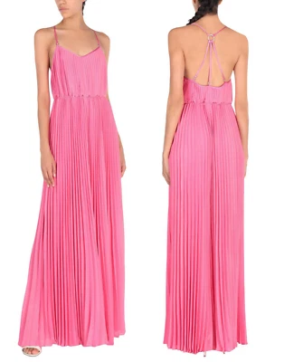 BLUGIRL BLUMARINE pleated fuchsia rhinestones back long dress US M/ EU 44  $1155 - Image 1 of 4
