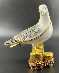 Seagull Trinket Box Enameled Jeweled Seagull on Pier Posts 4" - Picture 1 of 6