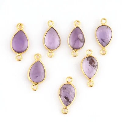 Lote com 6 peças de conectores de fiança dupla de ametista roxa folheada a ouro faça você mesmo - Imagem 1 de 3