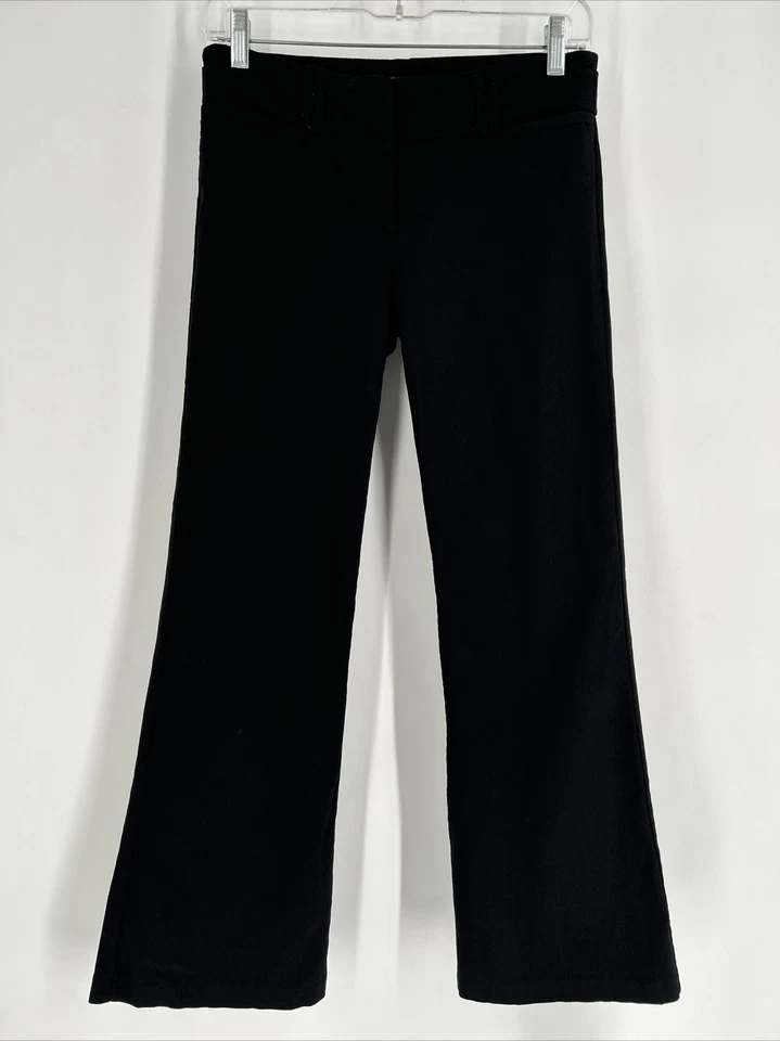 XOXO Y2K Flare Pants Womens Sz 5S Bellbottoms Black Stretchy Flat Front Low Rise - Image 1 of 4