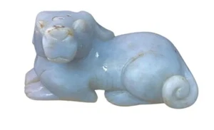 Estatuilla de perro de jade chino gris tallada a mano - Imagen 1 de 7