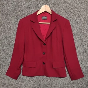 Jacqui E Womens Blazer Jacket Size 6 Red Career Corporate Office Work - Picture 1 of 10