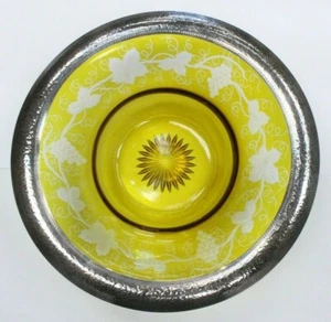 Heisey Marigold Cut to Clear Grape Pattern Bowl 9 3/4" Dia. X 3" Silver Trim - Picture 1 of 7