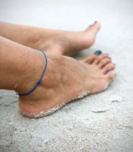 Surfer Cord Anklet Beach String Foot Jewelry Mens Women Gift Unisex Blue Rope - Picture 1 of 38