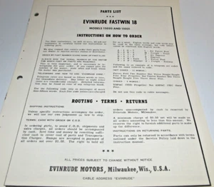 Reproduction Evinrude Fastwin 18 HP 15020 15021  Parts Catalog REPRINT.. - Picture 1 of 5