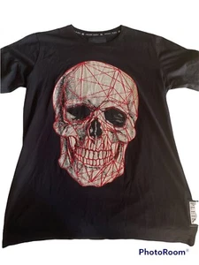Preowned Philipp Plein Skull Face With Beads T-Shirt Size Large R1 - Picture 1 of 8