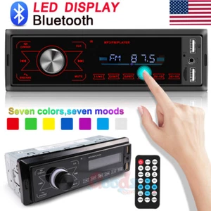 Radio estéreo con pantalla LCD para automóvil de un solo DIN de 7 caracteres - Picture 1 of 12