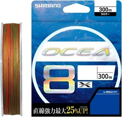 Shimano OCEA 8 PE #1.5-12 eight Braid Line Max 173lb 200/300/400/500m Multicolor - Image 1 of 4