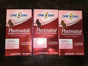 Lot 5 One-A-Day Postnatal Complete Multivitamin Post Pregnancy 60 Softgels Each - Picture 1 of 3