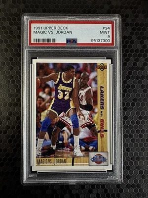 Magic Johnson Michael Jordan 1991 Upper Deck Magic vs Jordan #34 PSA 9 (como nuevo) Foto 1 de 2