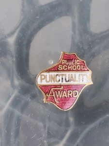 VINTAGE PINBACK/AWARD~PUBLIC SCHOOL PUNCTUALITY AWARD~5/8" WIDE - Picture 1 of 2