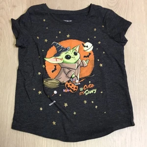 Star Wars Jumping Beans Baby Yoda Grogu Halloween Gray 5T Tee Trick or Treat - Picture 1 of 5