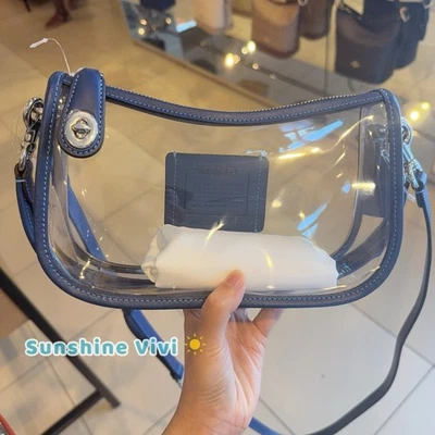 NWT Coach Stadium Swinger Bag Clear Coach with Dust Bag CBH13 Silver/True Blue - Image 1 of 4