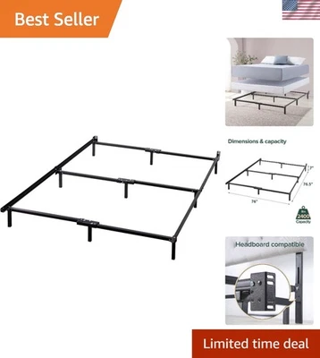 Marco de cama de acero negro de 7 pulgadas para tamaño king - Fácil configuración y cabecero compatible Foto 1 de 4