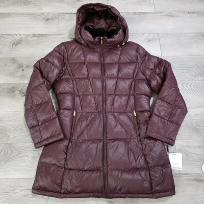 Calvin Klein Packable Premium Down Jacket Women XL Burgundy Light Hooded READ - Image 1 of 4