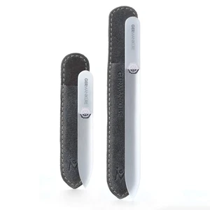 2 Pc Gray Glass Nail File Set with Suede Sleeves - Fingernail File & Small Tr... - Picture 1 of 9